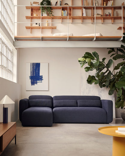 Divano modulare Neom 3 posti chaise longue destra/sinistra blu 263 cm