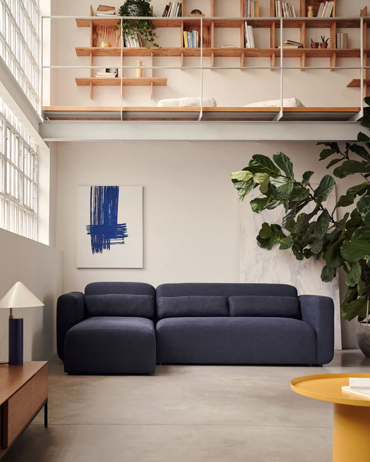 Divano modulare Neom 3 posti chaise longue destra/sinistra blu 263 cm