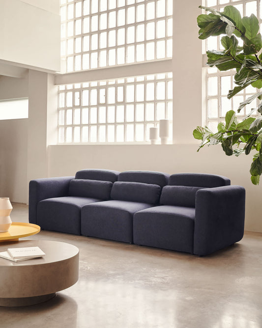 Divano modulare Neom 3 posti blu 263 cm