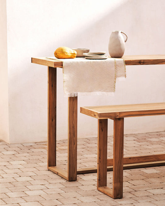 Tavolo alto Canadell in legno massiccio di teak riciclato 140 x 70 cm