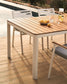 Tavolo 100% da esterno Bona legno massello di teca e alluminio finitura bianca 160x90 cm