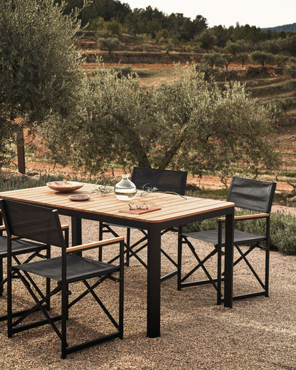 Tavolo 100% da esterno Bona legno massello di teca e alluminio finitura nera 160x90 cm