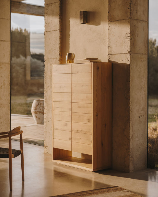 Credenza alta Alguema 2 ante impiallacciato rovere finitura naturale 100 x 163,5 cm