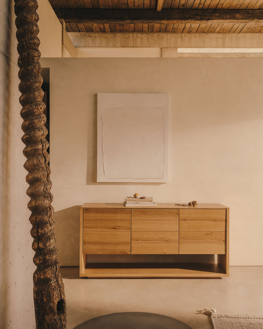 Credenza Alguema 3 ante impiallacciato rovere finitura naturale 151 x 74 cm