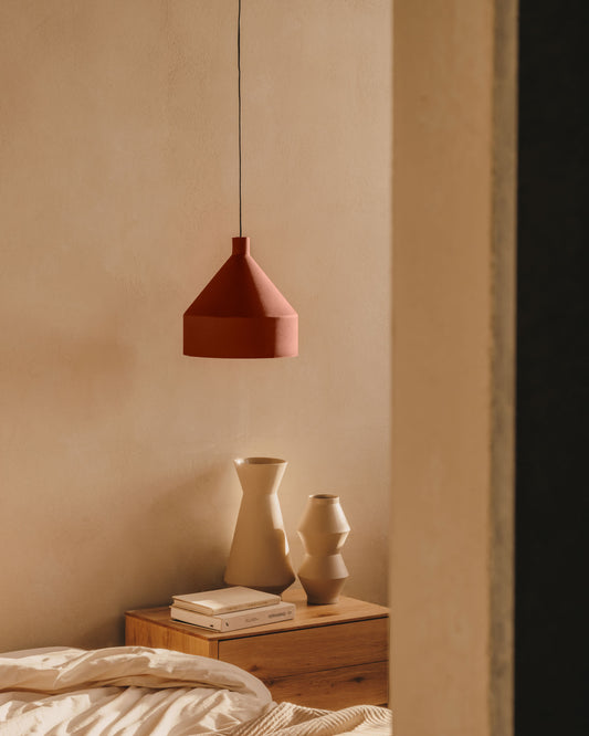 Lampada da soffitto Peralta in metallo verniciato color terracotta Ø 30 cm