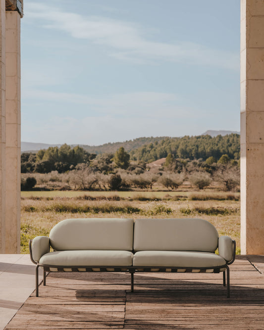 Divano da esterno 3 posti Joncols in alluminio verniciato grigio 225 cm