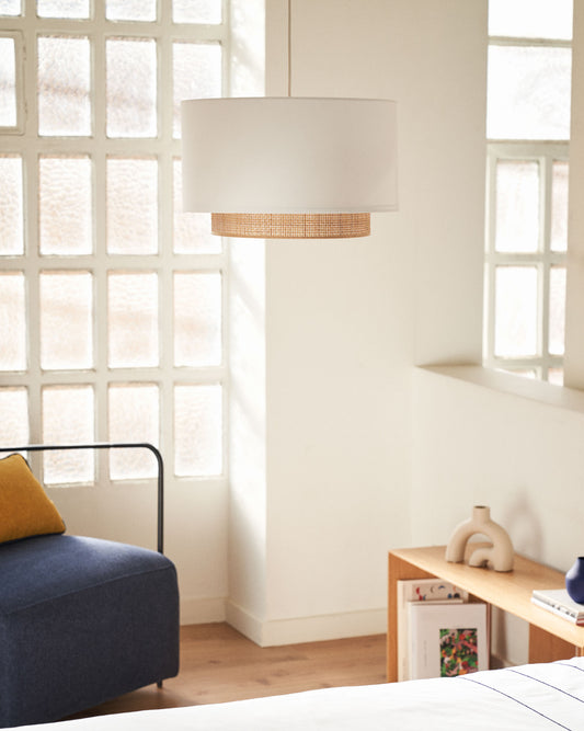 Paralume per lampada da soffitto Erna in bambù finitura naturale e bianca Ø 40 cm