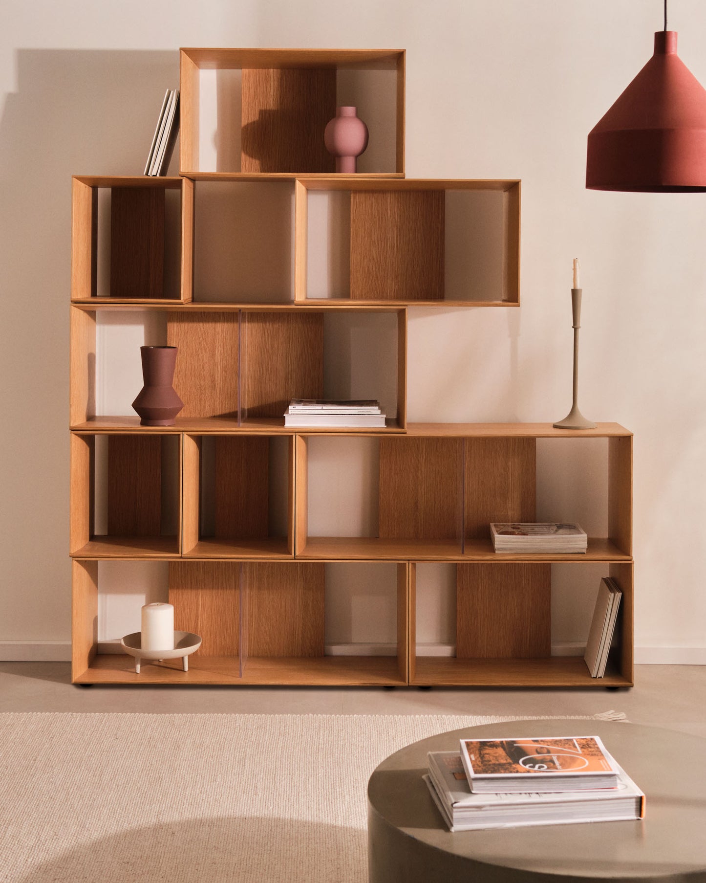 Set Litto di 6 ripiani modulari impiallacciati rovere 101 x 152 cm