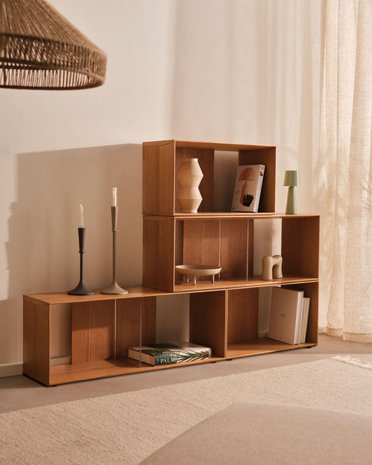 Set Litto di 4 ripiani modulari impiallacciati rovere 168 x 76 cm