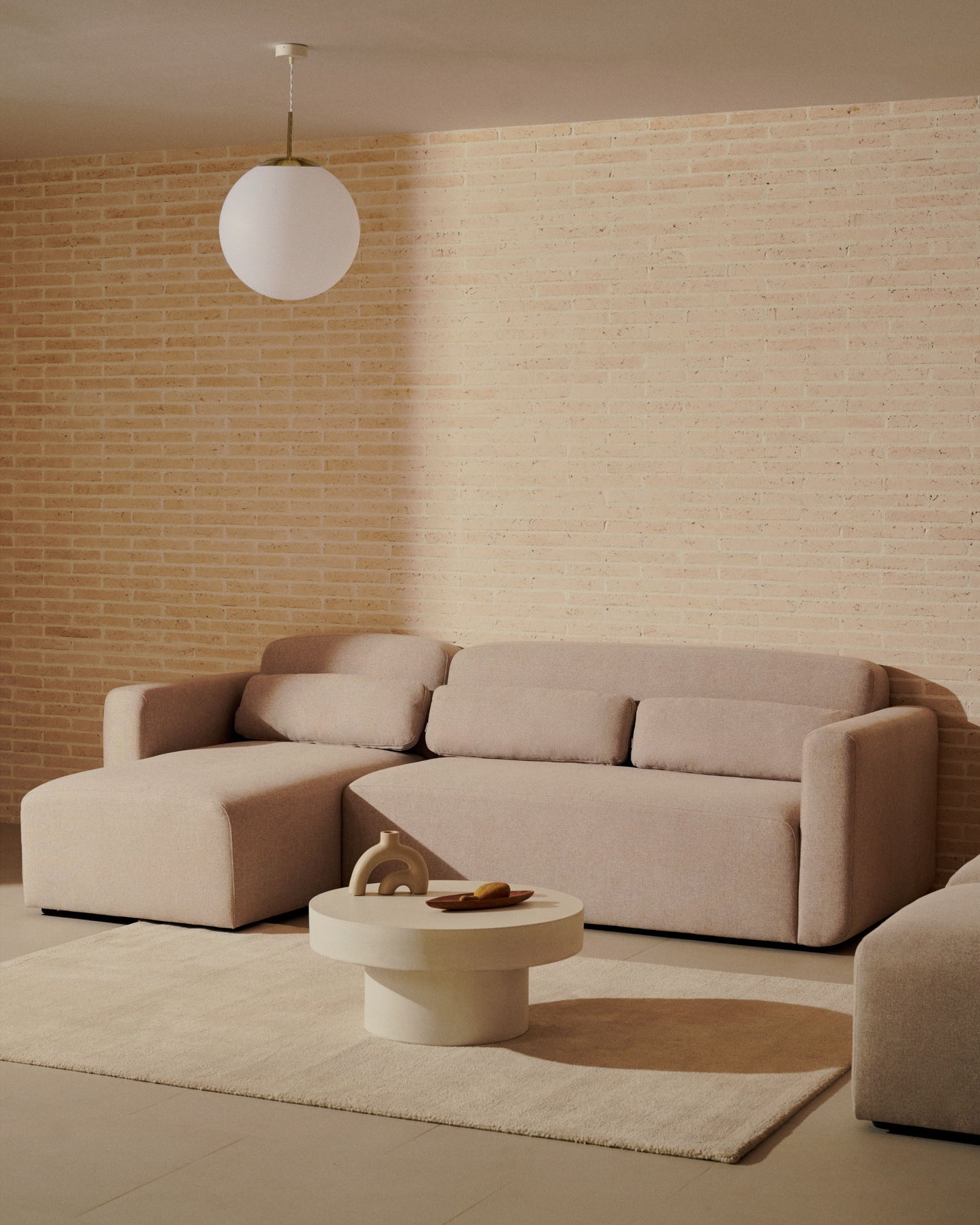 Divano modulare Neom 3 posti chaise longue destra/sinistra beige 263 cm