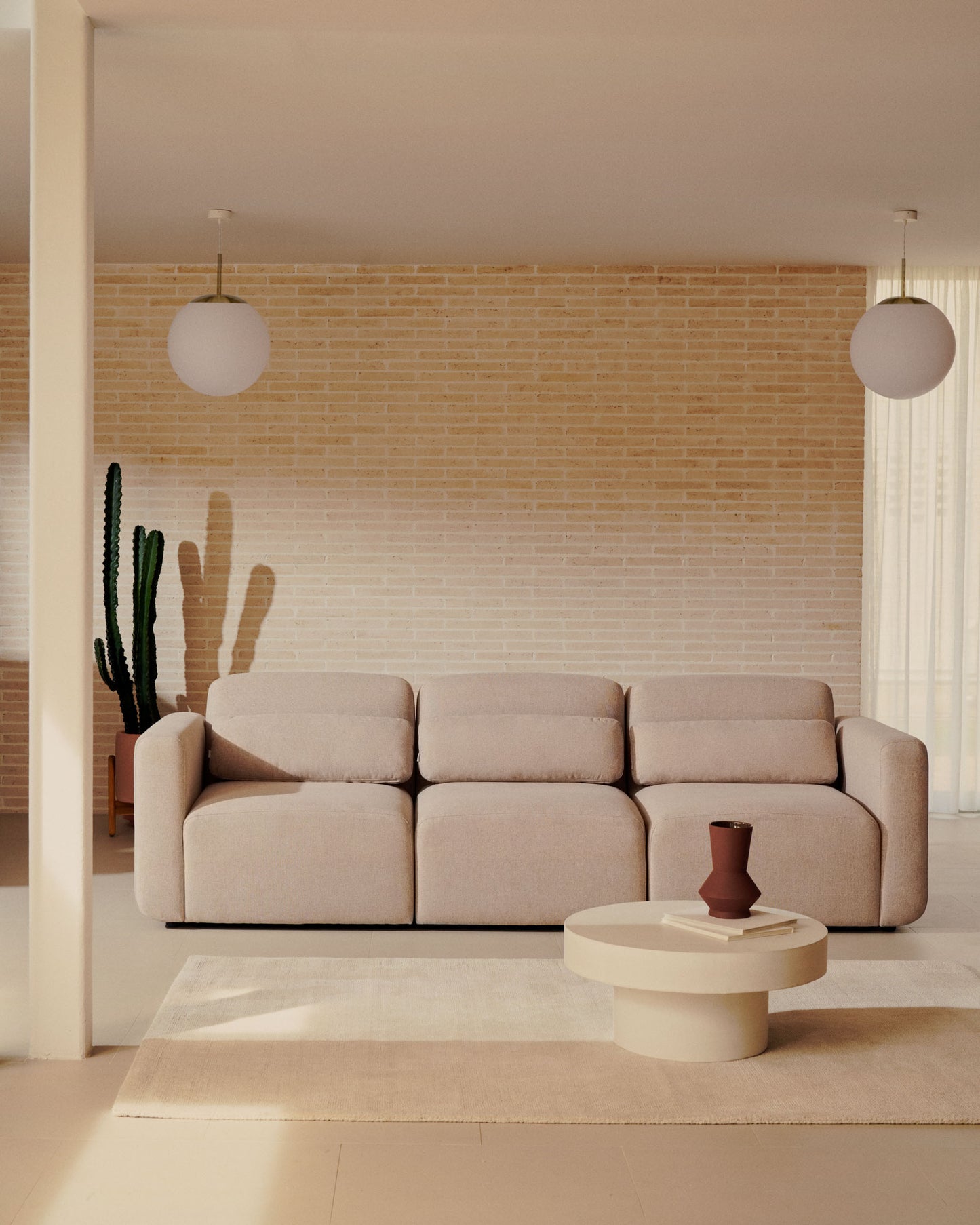 Divano modulare Neom 3 posti beige 263 cm