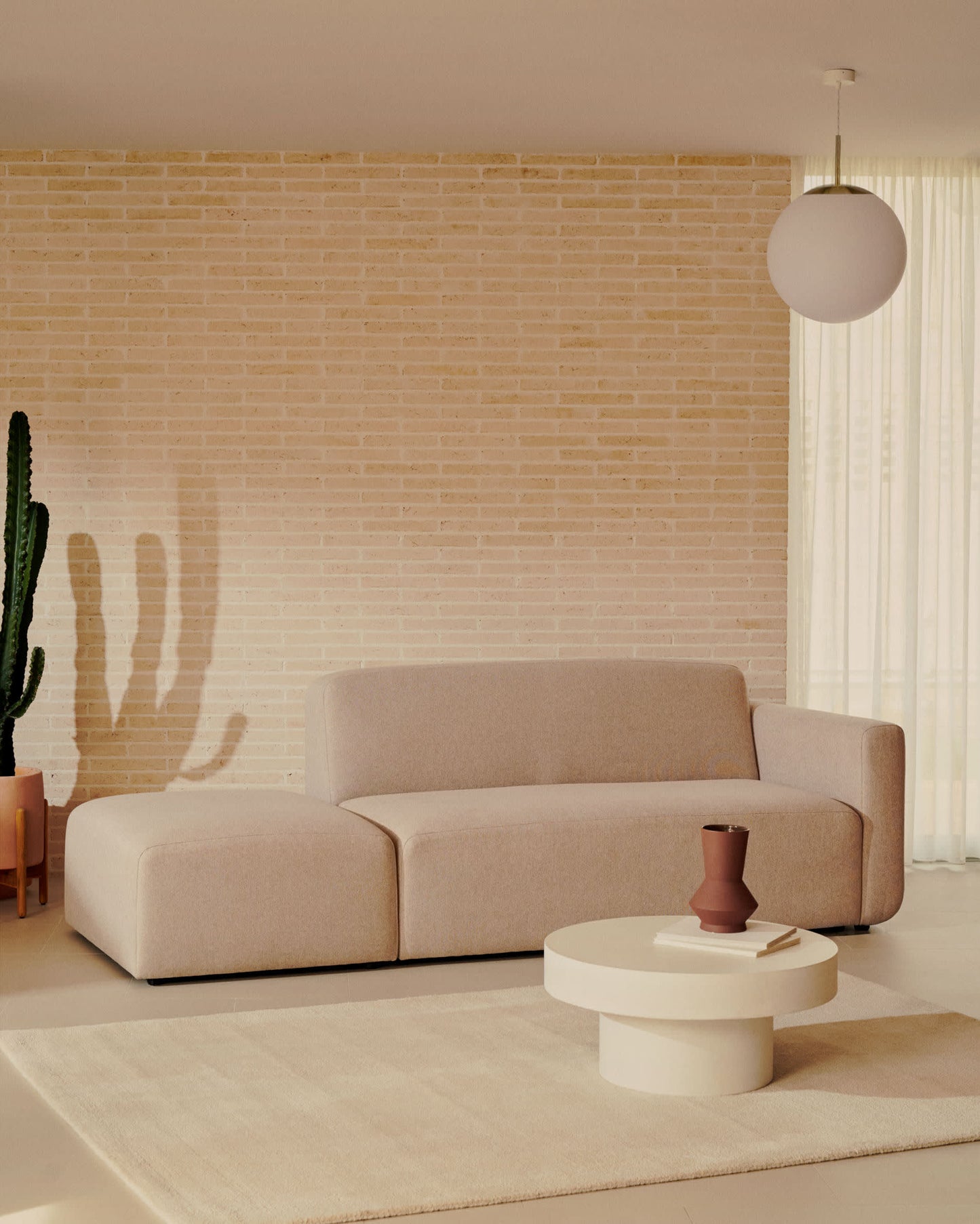 Divano modulare Neom 2 posti beige 244 cm