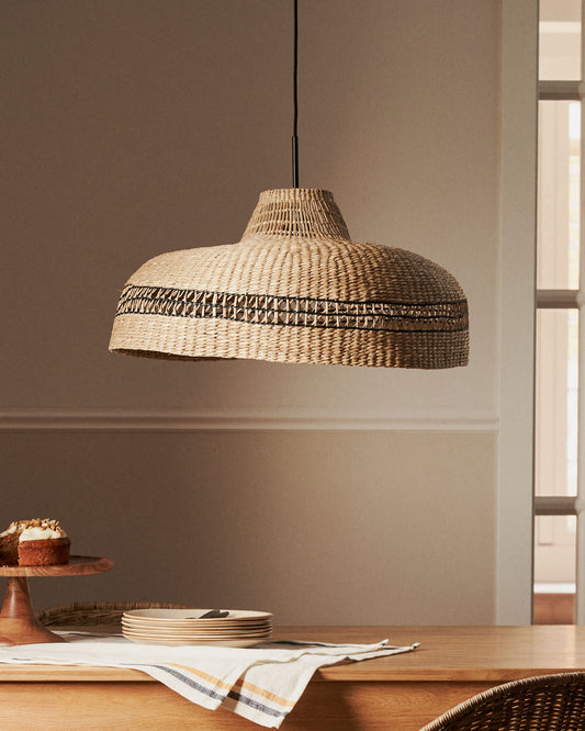Paralume per lampada da soffitto Rupia in fibre naturali finitura naturale e nero Ø 55 cm