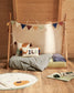Set Yanil copripiumino, lenzuolo con angoli e federa 100% cotone a quadrati verde e blu 60x120cm