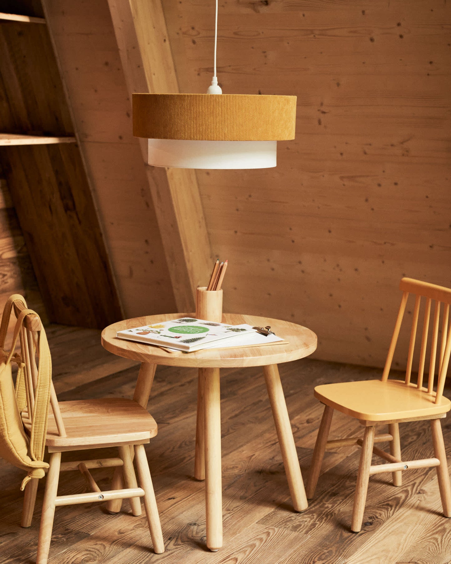 Lampada da soffitto Bianella in cotone e velluto senape Ø 40 cm