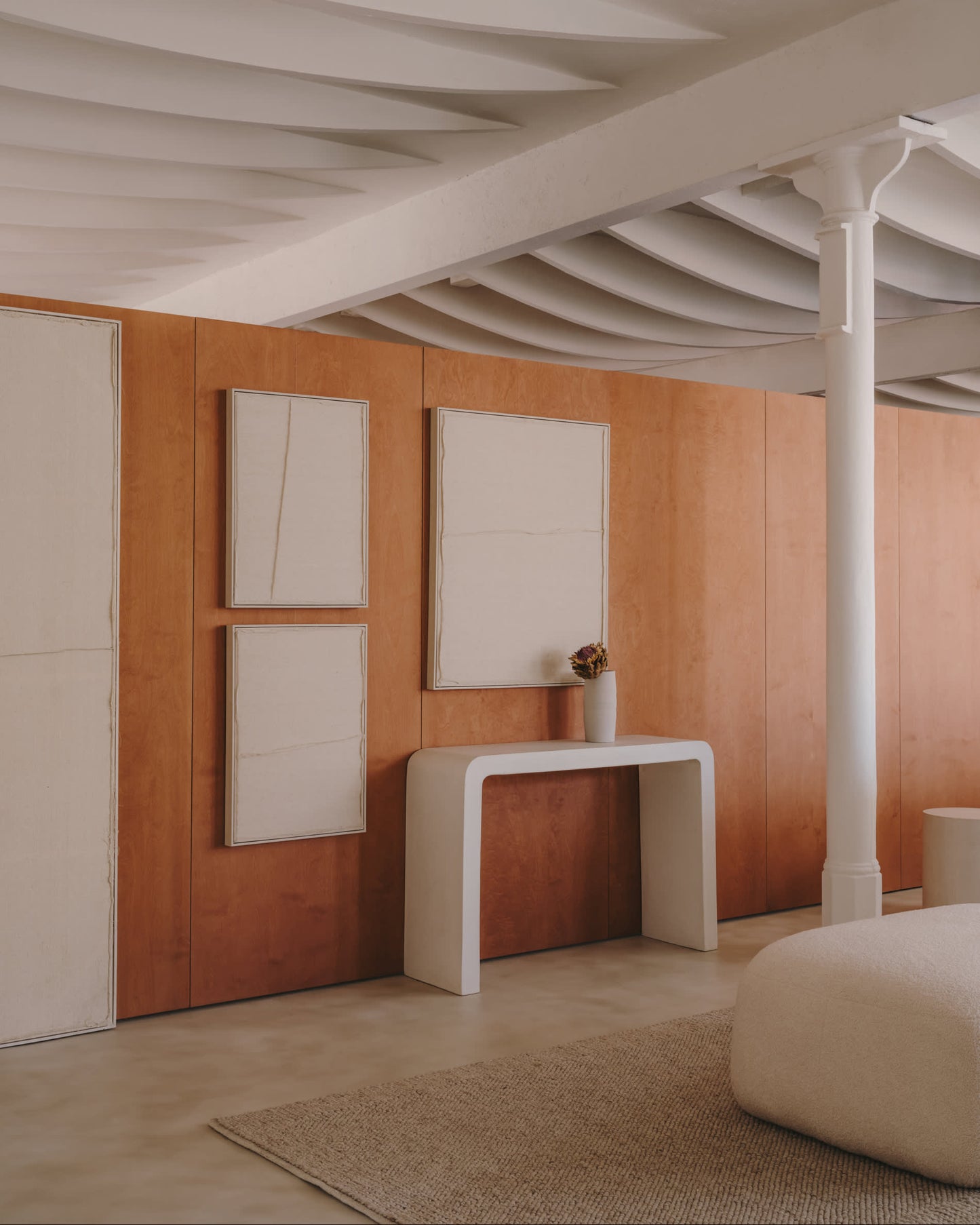 Quadro Maha bianco con linea verticale 52 x 72 cm