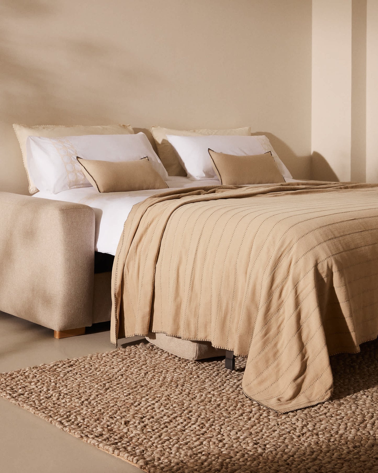 Divano letto Anley 4 posti beige 244 cm
