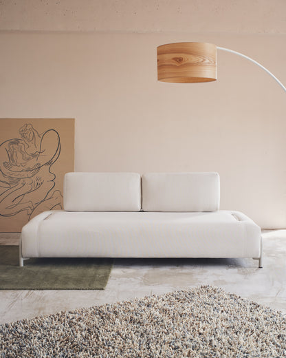 Modulo Compo 3 posti in ciniglia beige e telaio metallico beige 232 cm