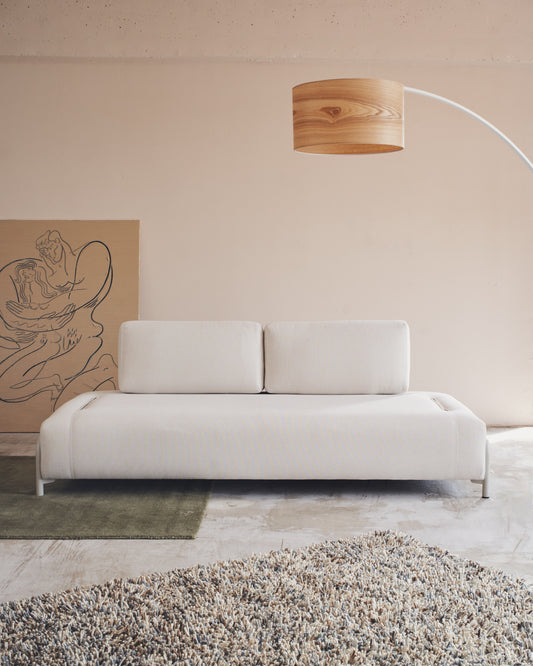 Modulo Compo 3 posti in ciniglia beige e telaio metallico beige 232 cm