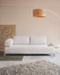 Divano Compo 3 posti ciniglia beige, vassoio piccolo impiallacciatura di rovere e telaio beige 232cm