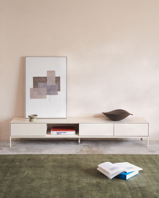 Mobile TV Vedrana 3 cassetti laccato bianco 195 x 35 cm