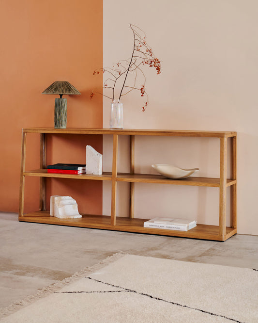 Libreria Maymai con struttura in legno massiccio di rovere 180 x 81 cm