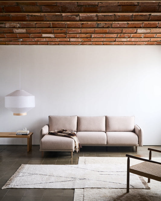 Divano Carlota a tre posti con chaise longue beige a destra/sinistra 262 cm