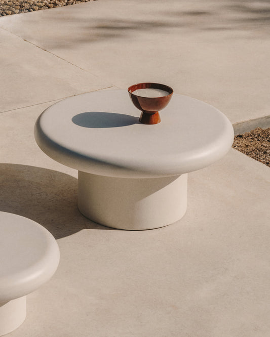 Tavolino da salotto rotondo Addaia in cemento bianco Ø 90 cm