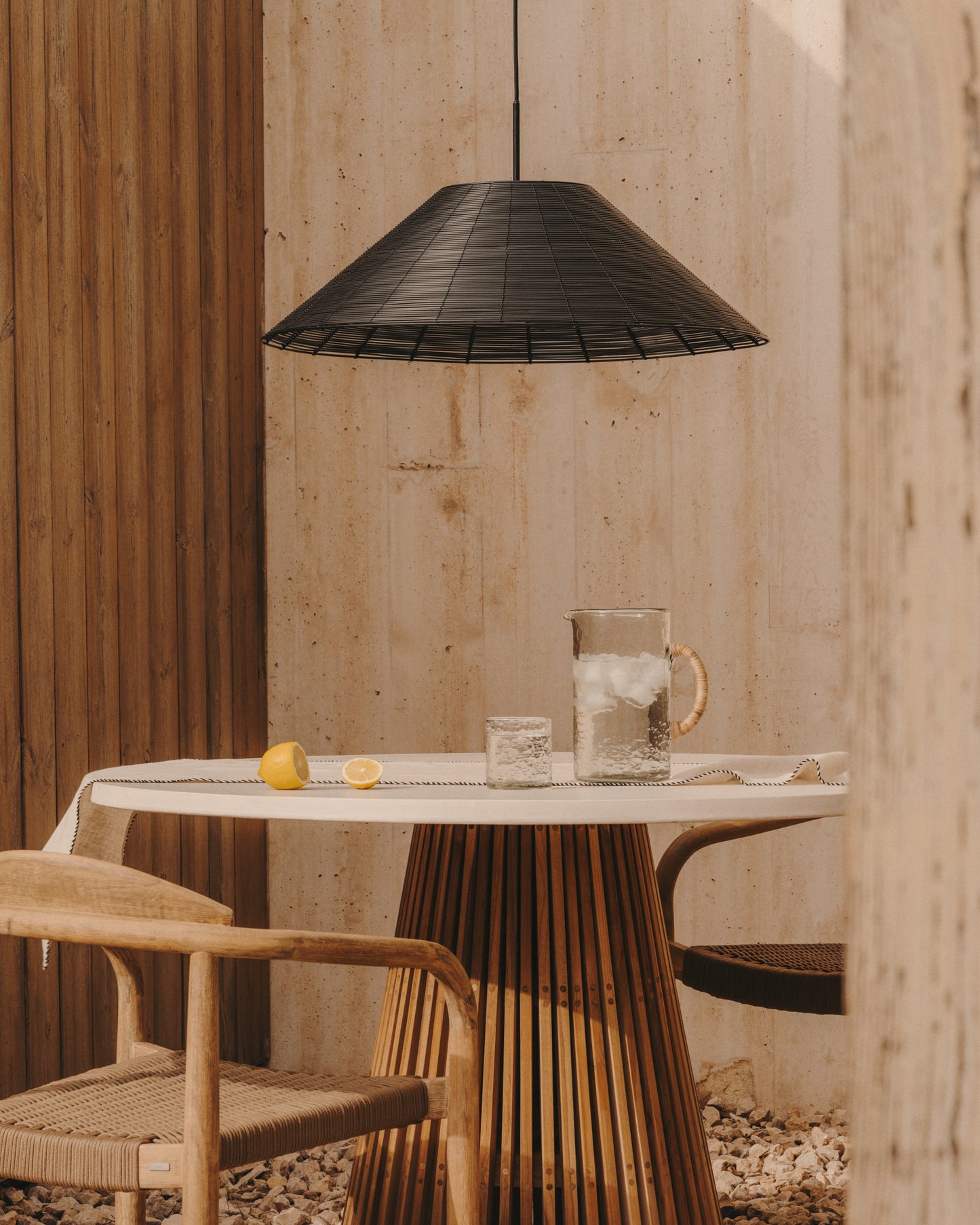 Paralume per lampada da soffitto per esterni Saranella in rattan sintetico nero Ø 70 cm