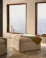 Pouf sfoderabile Zenira con cuscino in cotone e lino beige 90 x 90 cm