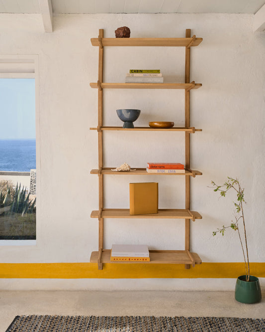 Scaffalatura modulare Sitra 6 mensole legno massiccio di rovere naturale 110 cm