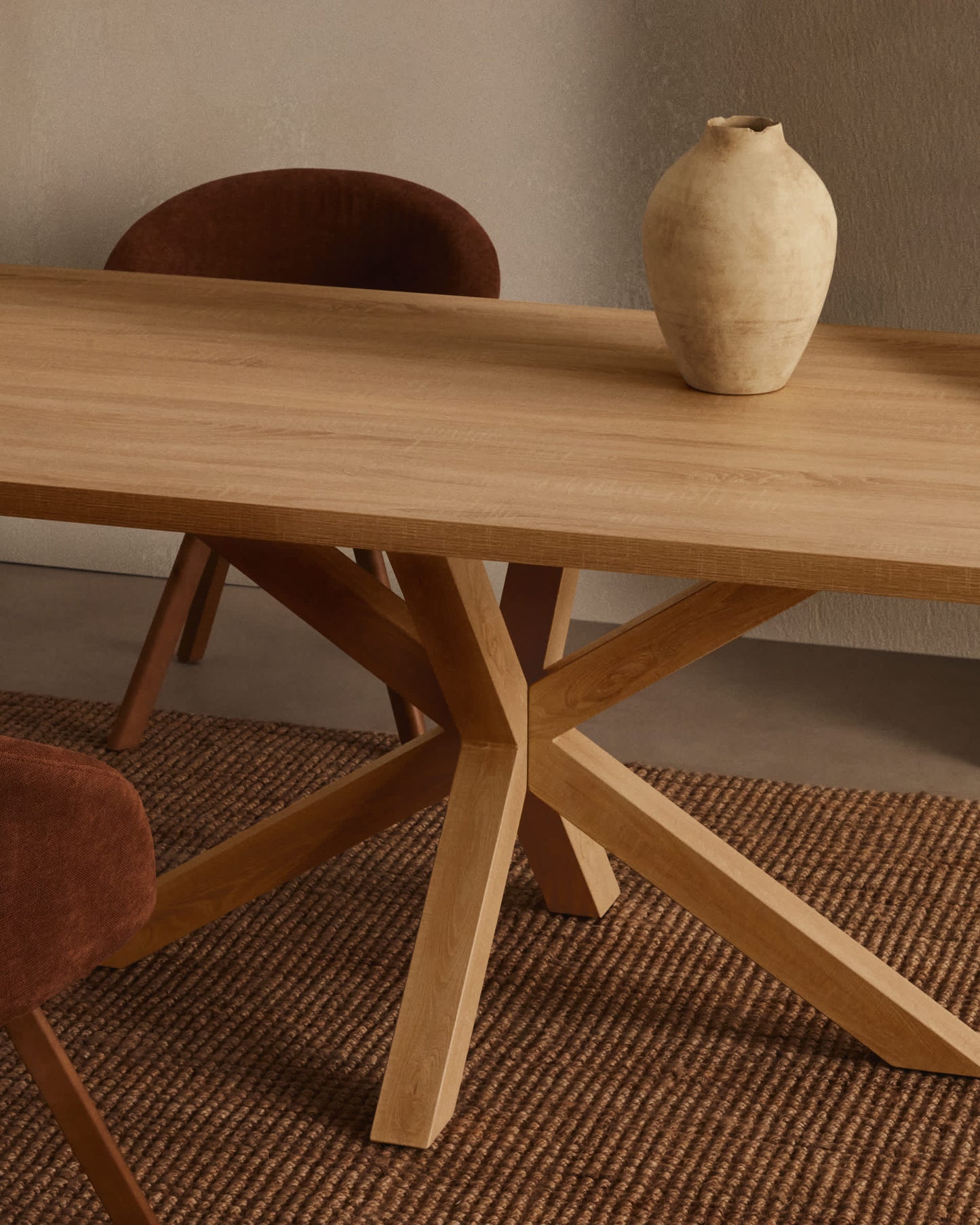 Tavolo Argo di melammina con finitura naturale e gambe in acciaio effetto legno 160 x 100 cm