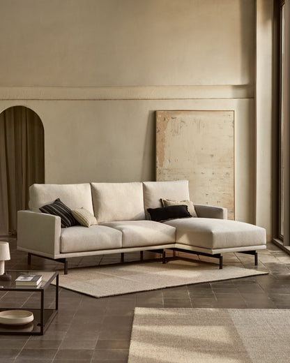 Divano Galene 3 posti con chaise longue destro beige 254 cm