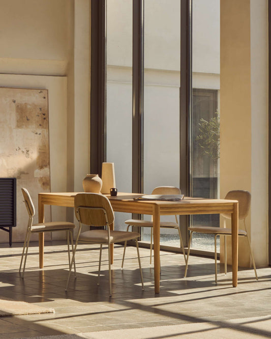Tavolo allungabile Lenon con impiallacciatura e legno massiccio di rovere naturale 160 (200) x 90 cm
