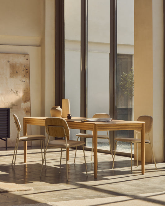 Tavolo allungabile Lenon con impiallacciatura e legno massiccio di rovere naturale 200 (280) x 90 cm