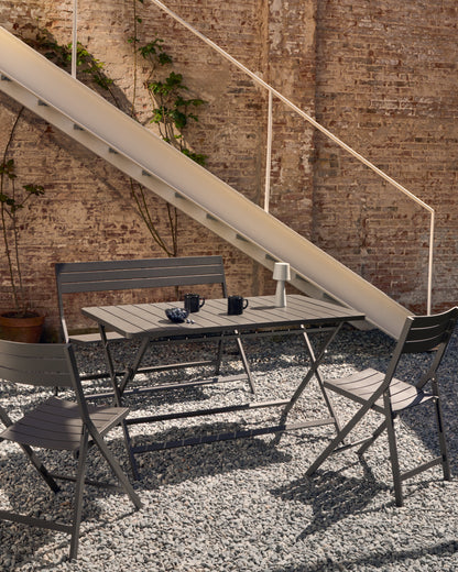 Tavolo da esterno pieghevole Torreta in alluminio con finitura grigio scuro 140 x 70 cm