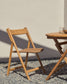 Sedia pieghevole Dandara in legno massiccio di acacia e struttura in acciaio con corda beige