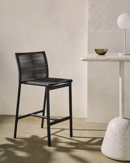 Sgabello da esterno Culip in corda e alluminio grigio 65 cm