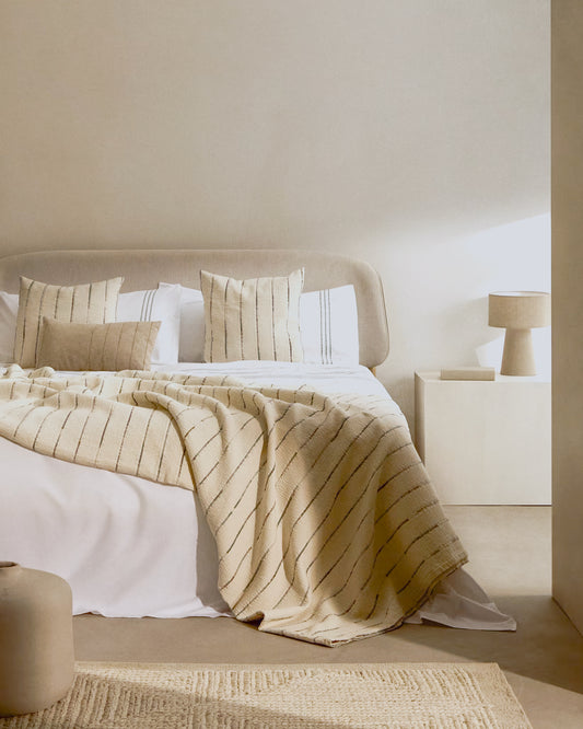 Letto Octavia impiallacciato di frassino testiera foderata bianco 180 x 200 cm