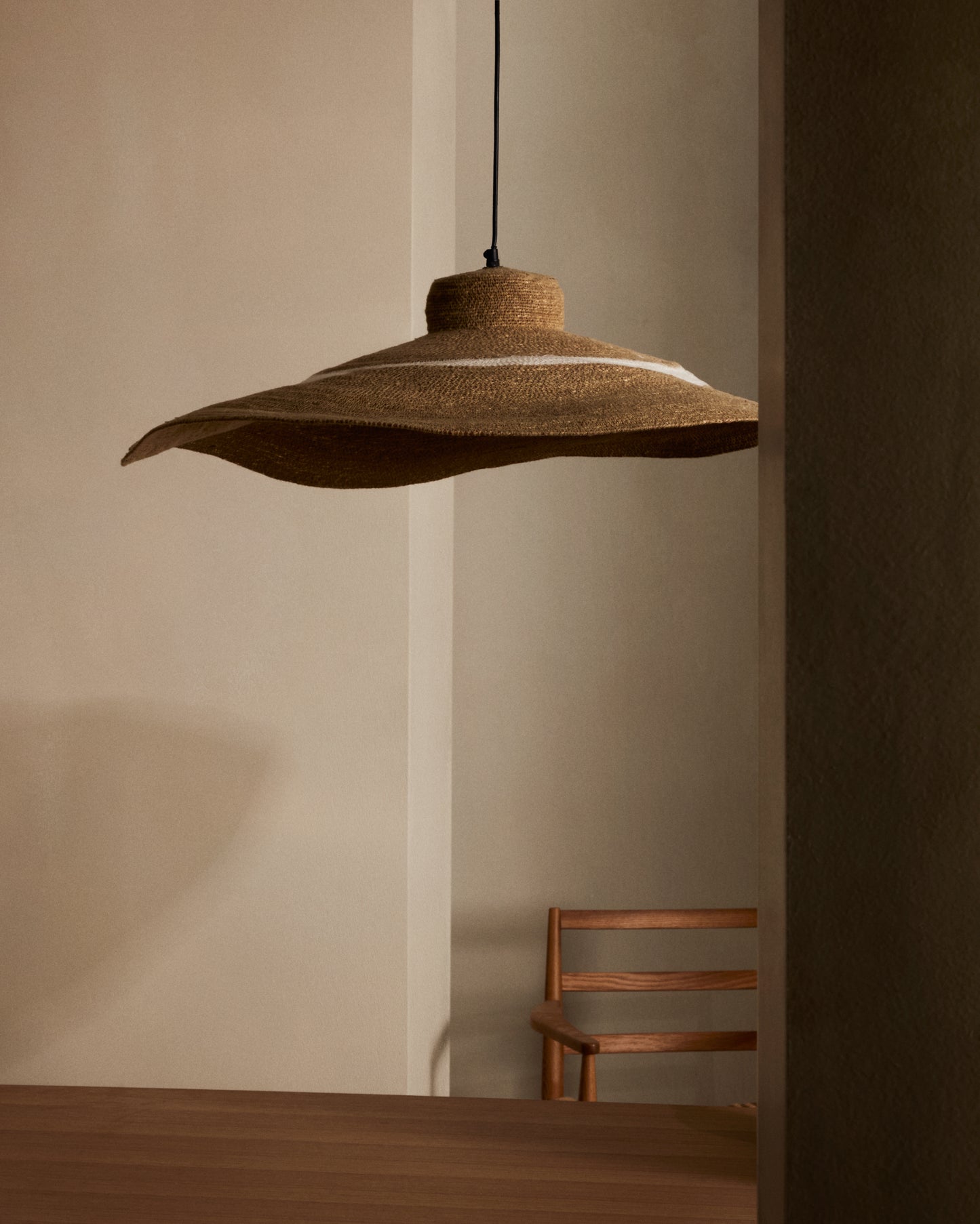 Lampada da soffitto Albenya in fibre naturali e cotone con finitura naturale e in bianco Ø 90 cm