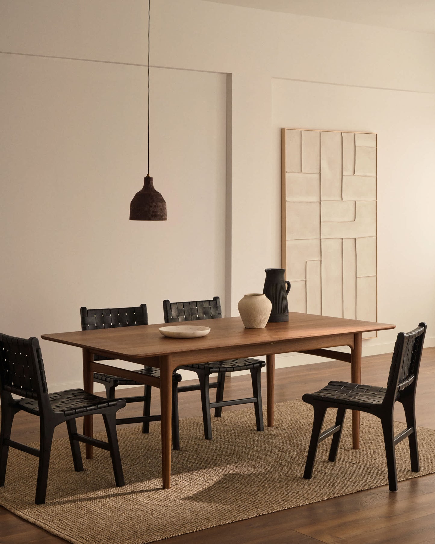 Quadro Klis di lino con forme geometriche bianco 120 x 200 cm