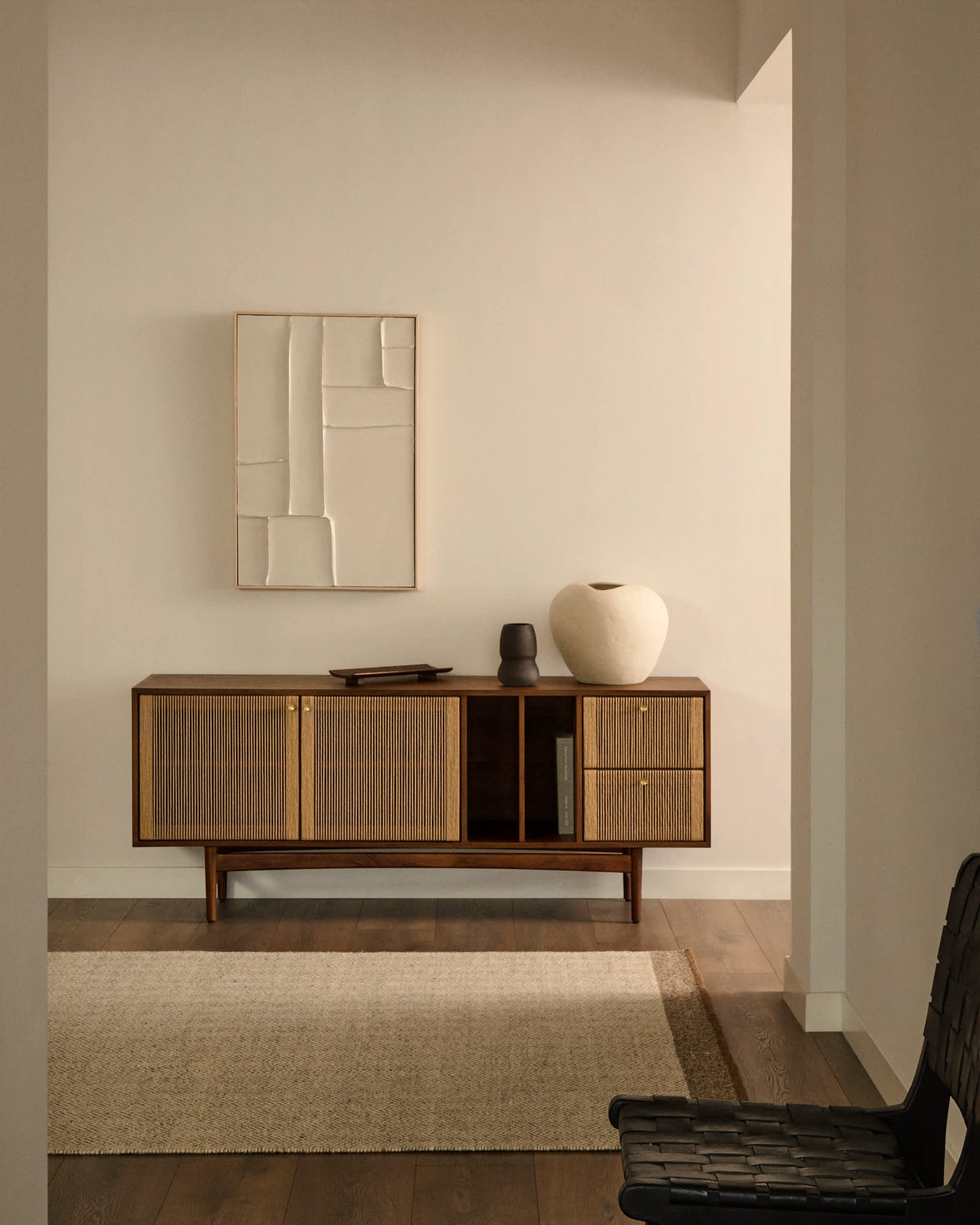 Quadro Klis di lino con forme geometriche bianco 60 x 90 cm