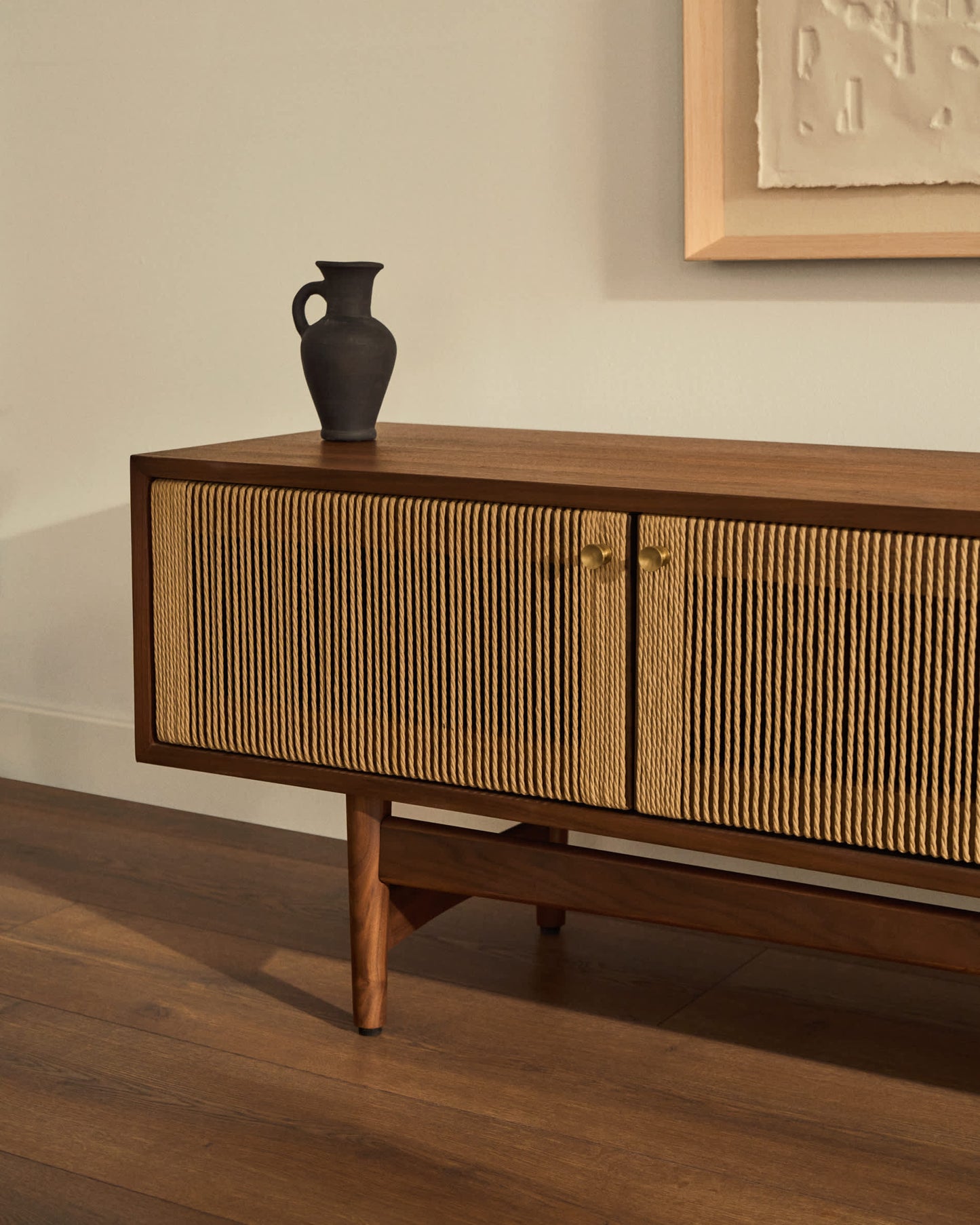 Mobile TV Elan 3 ante impiallacciatura e legno massello noce corda 200x50cm