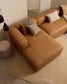 Divano Blok in pelle marrone a 4 posti con chaise longue a sinistra 330 cm