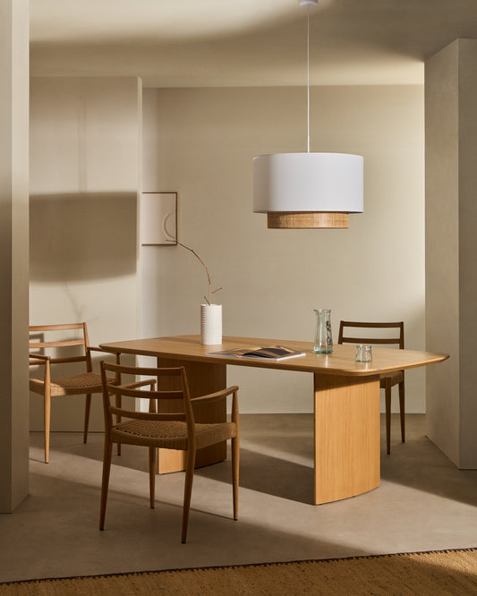 Paralume Erna per lampada da soffitto in bambù con finitura naturale e bianca Ø 60 cm