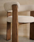 Sedia Granite 3 gambe in ciniglia beige e legno massello di frassino finitura noce