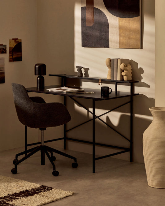 Tavolo Galatia nera in melamina con gambe in metallo verniciato nero 120 x 60 cm