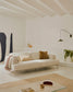 Divano Aurum a 3 posti con poggiatesta reclinabile e base in metallo beige opaco 234 cm