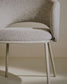 Sedia Maina di ciniglia spessa beige e gambe in acciaio con finitura beige