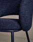 Sedia Maina in ciniglia spessa blu e gambe in acciaio con finitura blu